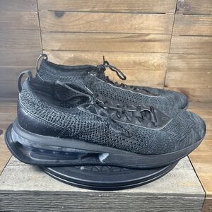 Nike Air Max Flyknit Racer Mens Size 12 Triple Black Lace Up Athletic Shoes